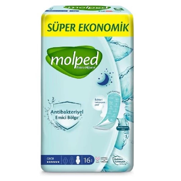 Molped Süper Ekonomik Gece Hijyenik Ped 16'lı ürün görseli 1