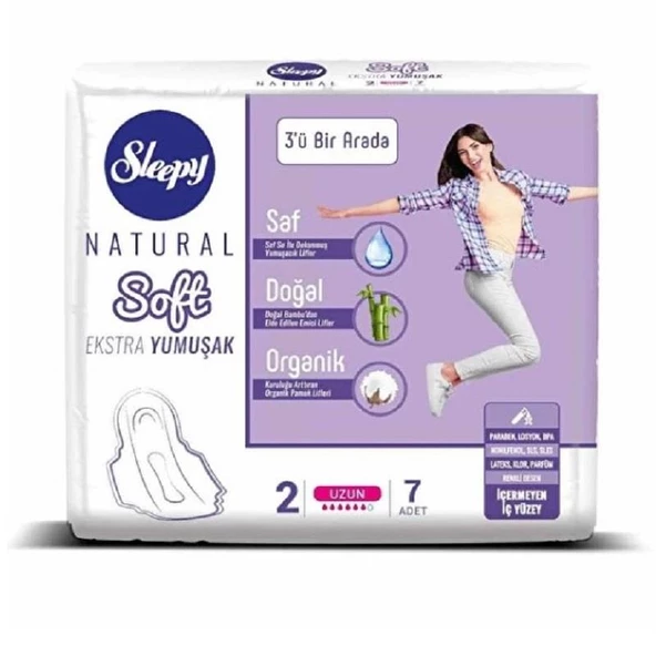 Sleepy Natural Soft Hijyenik Ped Uzun 7'li ürün görseli 1
