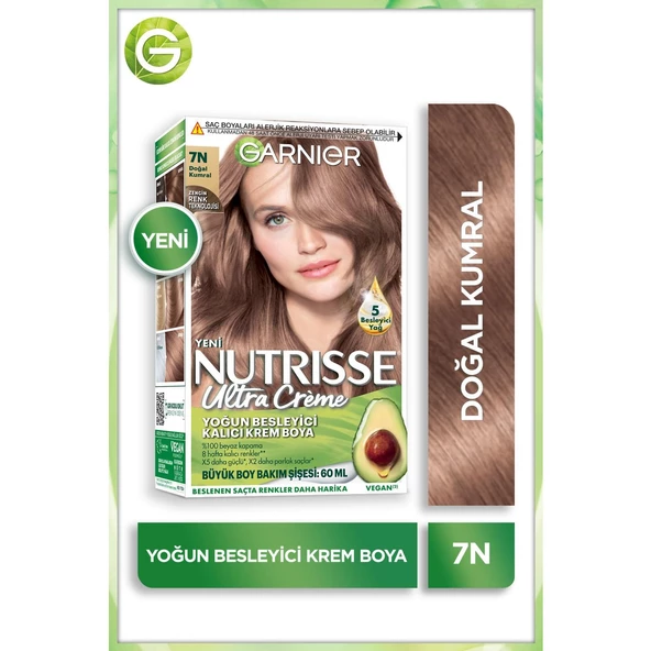 Garnier Nutrisse Yoğun Besleyici Kalıcı Krem Saç Boyası - Doğal Kumral 7N ürün görseli 1