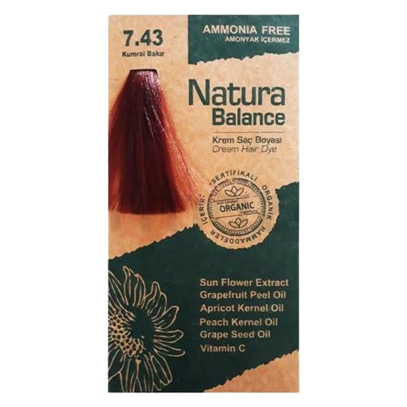 Natura Balance Organik Krem Saç Boyası 60 ml - 7.43 Kumral Bakır ürün görseli 1