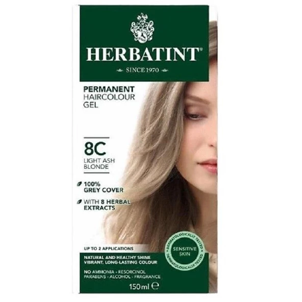 Herbatint Bitkisel Saç Boyası 8C Light Ash Blonde Açık Küllü Sarı 150 ml ürün görseli 1