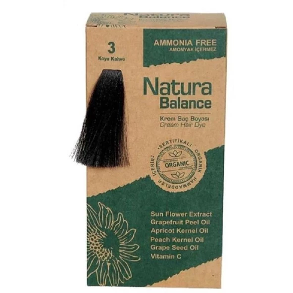 Natura Balance Organik Krem Saç Boyası 60 ml - 3 Koyu Kahve ürün görseli 1