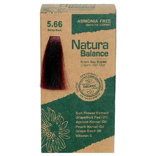 Natura Balance Organik Krem Saç Boyası 60 ml - 5.66 Şarap Kızılı ürün görseli 1
