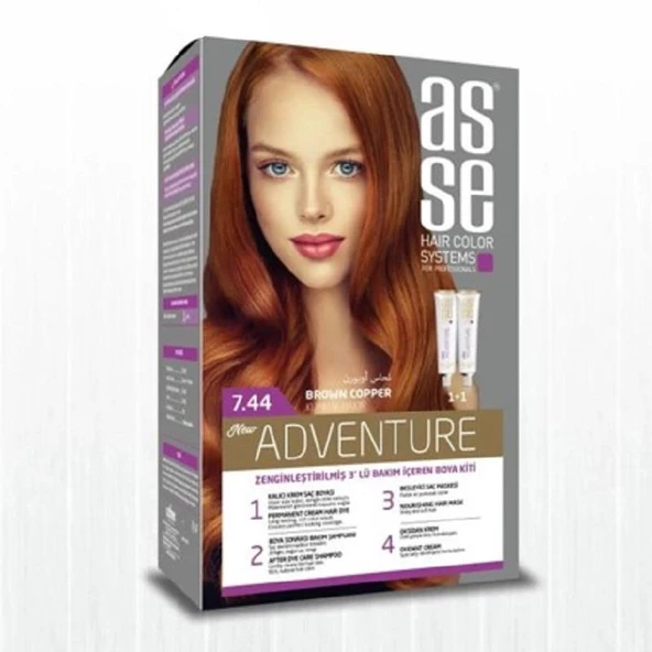 Asse Hair Color System Saç Boyası Kumral Bakır No: 7.44 ürün görseli 1