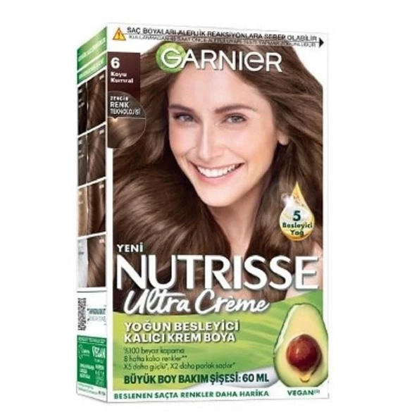 Garnier Nutrisse Yoğun Besleyici Kalıcı Krem Saç Boyası - Koyu Karamel 6,0 ürün görseli 1