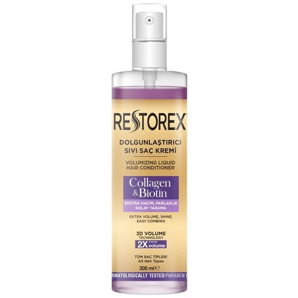 Restorex Dolgunlaştırıcı Kolajen & Biotin Sıvı Saç Kremi 200 ml ürün görseli 1