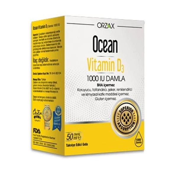Ocean Vitamin D3 1000 IU Damla 50 ml ürün görseli 1