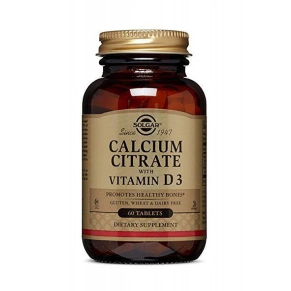 Solgar Calcium Citrate with Vitamin D3 250 mg 60 Tablet ürün görseli 1