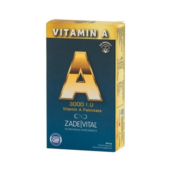Zade Vital A Vitamini 500 mg 30 Kapsül ürün görseli 1