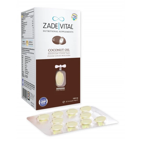Zade Vital Hindistan Cevizi Yağı 1000 mg 60 Blister Kapsül ürün görseli 1