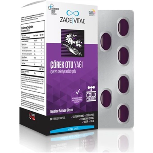 Zade Vital Çörek Otu Yağı 900 mg 60 Blister Kapsül ürün görseli 1