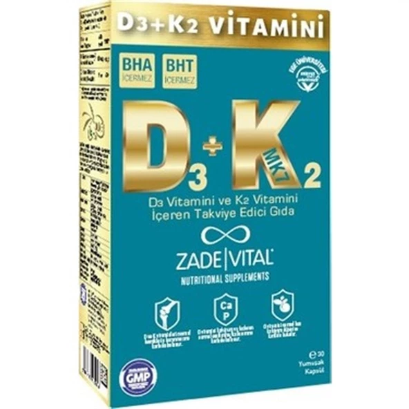 Zade Vital D3+K2 Vitamini 30 Kapsül ürün görseli 1
