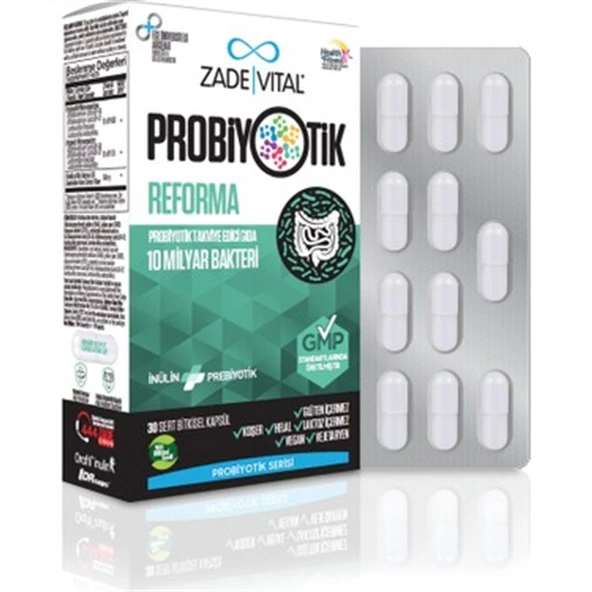 Zade Vital Probiyotik Reforma Takviye Edici Gıda 30 Bitkisel Kapsül ürün görseli 1