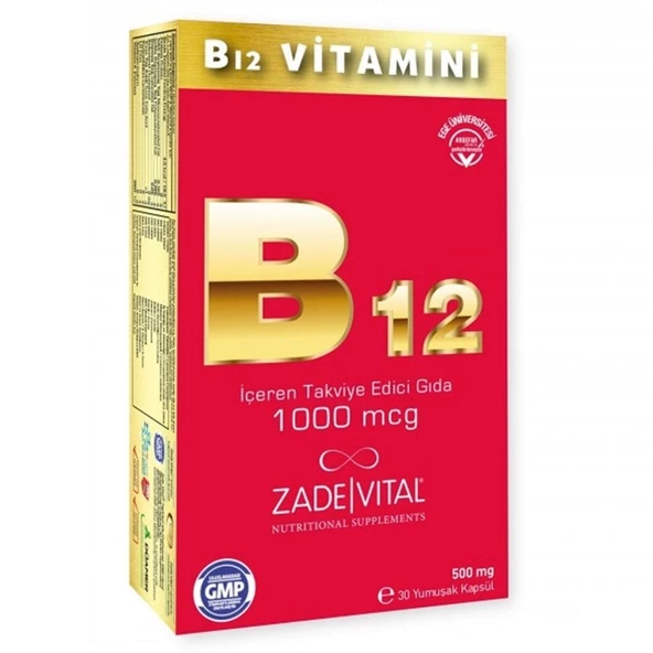 Zade Vital B12 Vitamini 1000 mcg 30 Kapsül ürün görseli 1