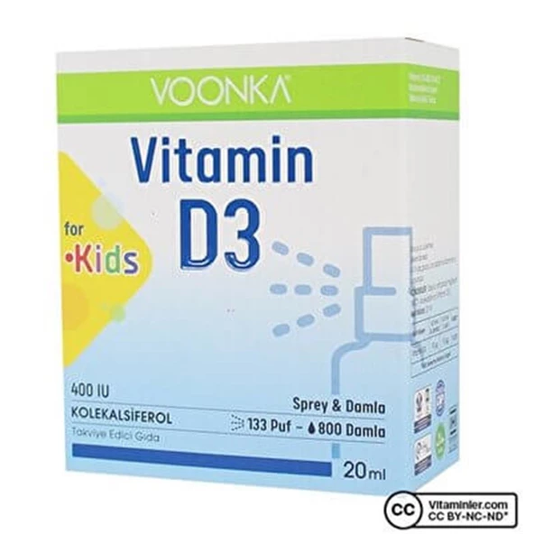 Voonka Vitamin D3 400 IU Kids Sprey 20 ml ürün görseli 1