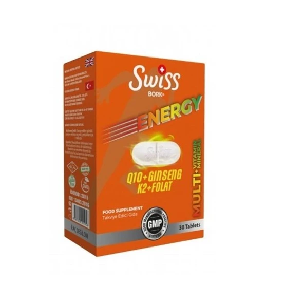 Swiss Bork Energy Q10 + Gingeng + K2 + Folat 30 Tablet ürün görseli 1