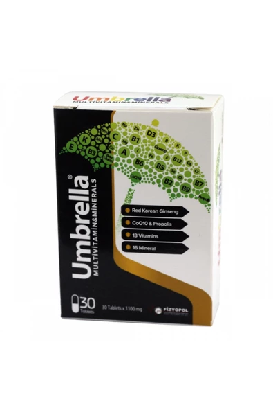 Umbrella Ginseng & Propolis & Koenzim Q10 & 13 Vitamin & 16 Mineral & Betaglukan 30 Kapsül ürün görseli 1