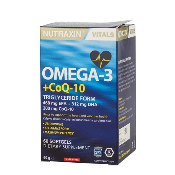 Nutraxin Vitals Omega-3 + Co-Q10 60 Softgel ürün görseli 1