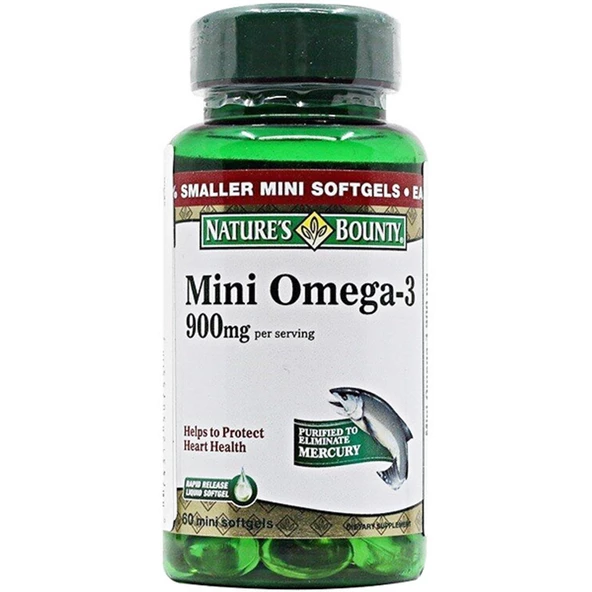 Nature's Bounty Mini Omega-3 900 mg 60 Softgel ürün görseli 1