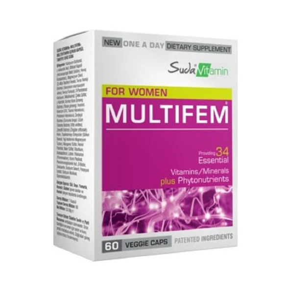 Suda Vitamin Multifem For Women Multivitamin 60 Bitkisel Kapsül ürün görseli 1
