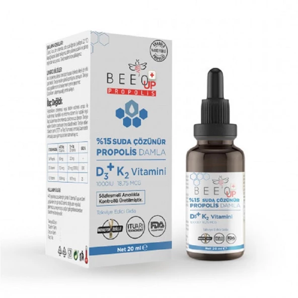 Bee'o Up Propolis %15 D3 + K2 Suda Çözünür Damla 20 ml ürün görseli 1