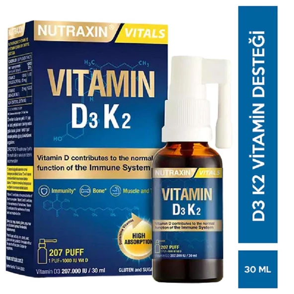 Nutraxin Vitamin D3K2 Sprey 30 ml ürün görseli 1