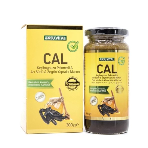 Aksu Vital CAL Keçiboynuzu Pekmezli Arı Sütlü Zeytin Yapraklı Macun 300 gr ürün görseli 1