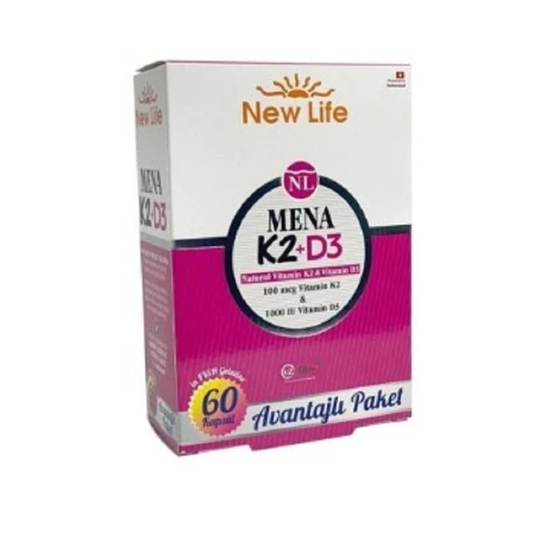 New Life Mena K2+D3 60 Kapsül ürün görseli 1