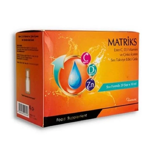 Matriks İlaç Ester C + D3 + Zinco 10 ml x 20 Flakon ürün görseli 1