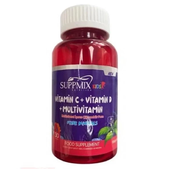 Suppmix Vitamin C D Multivitamin Çiğnenebilir Form 30 Gummies ürün görseli 1