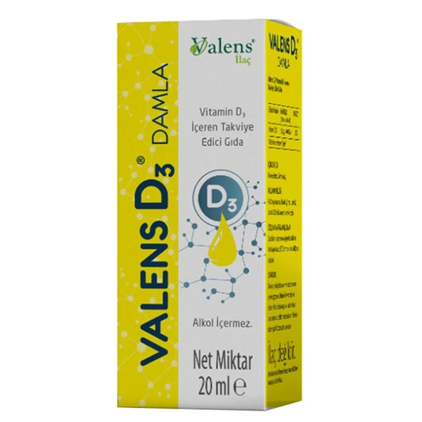 Valens D3 Vitamin D3 İçeren Takviye Edici Gıda 20 ml ürün görseli 1