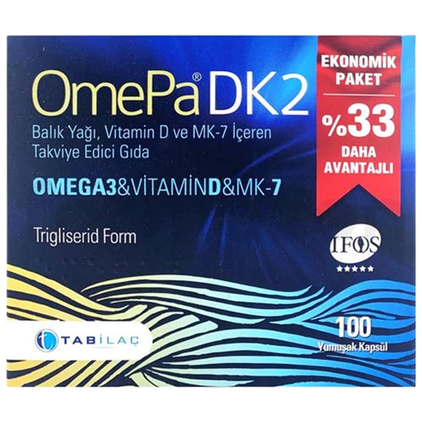 Omepa DK2 Omega 3 & Vitamin D & MENAQ7 100 Yumuşak Kapsül ürün görseli 1