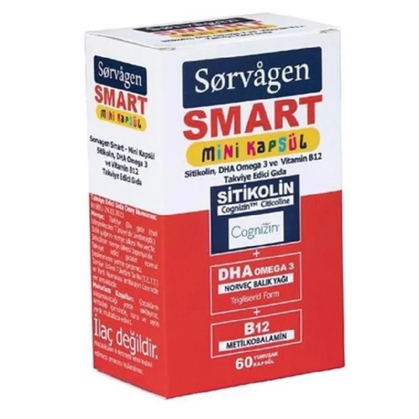 Sorvagen Smart Mini Sitikolin DHA Omega-3 ve B12 60 Kapsül ürün görseli 1