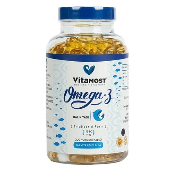 Vitamost Omega 3 Trigliserid Form 1330 mg 200 Kapsül ürün görseli 1