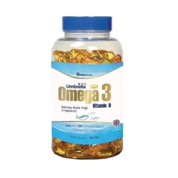 Green Store Umbrella Plus Omega 3 Norveç Balık Yağı 1300 mg 200 Kapsül ürün görseli 1
