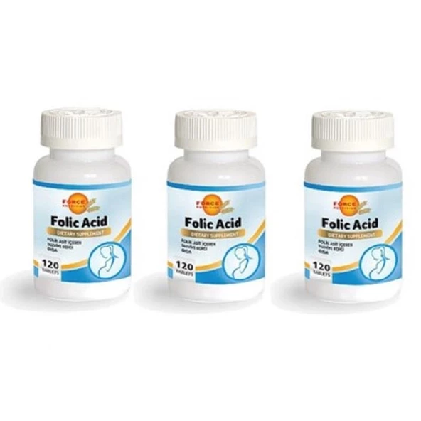 Force Nutrition Folic Asid 400 mcg 120 Tablet - 3 Adet ürün görseli 1