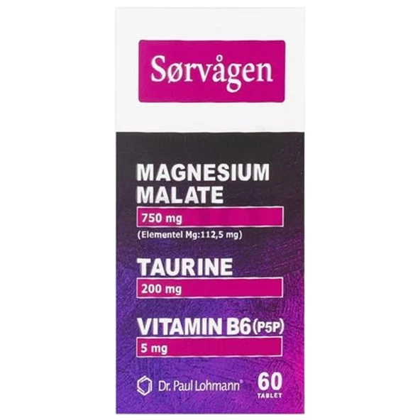 Sorvagen Magnezyum Malat Taurin ve Vitamin B6 P5P 60 Tablet ürün görseli 1