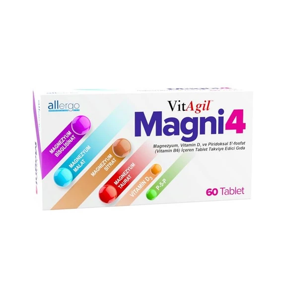Vitagil Magni4 Magnezyum Vitamin D3 P5P 30 Tablet ürün görseli 1