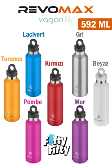 Revomax 592 ML Büyük Kapasiteli Özel Kapak Sistemli 18saat Sıcak/36 Saat Soğuk  Çelik Termos -592ML ürün görseli 1
