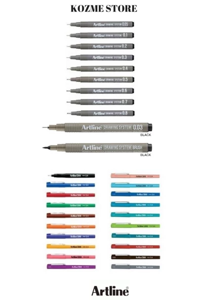 Drawing Teknik Çizim Kalemi 11'li Set+200 Fineliner 0.4 Mm Ince Uçlu Yazı Çizim Kalemi 20 Renk Set ürün görseli 1