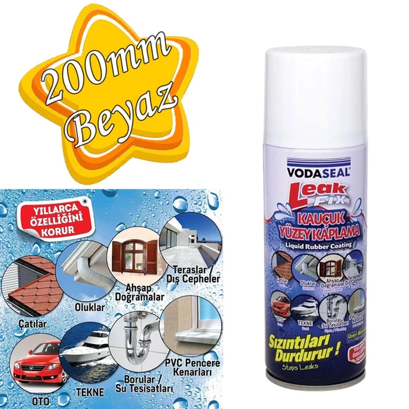 Leak Fix Su Geçirmez Sızdırmaz Sızıntı Önleyici Kauçuk Kaplama Izolasyon Beyaz Sprey 200 Ml ürün görseli 1