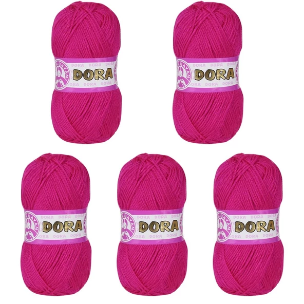 Ören Bayan Dora Örgü İpi - Fuşya - 5'Li Paket - ( Renk Kodu : 045 ) ürün görseli 1