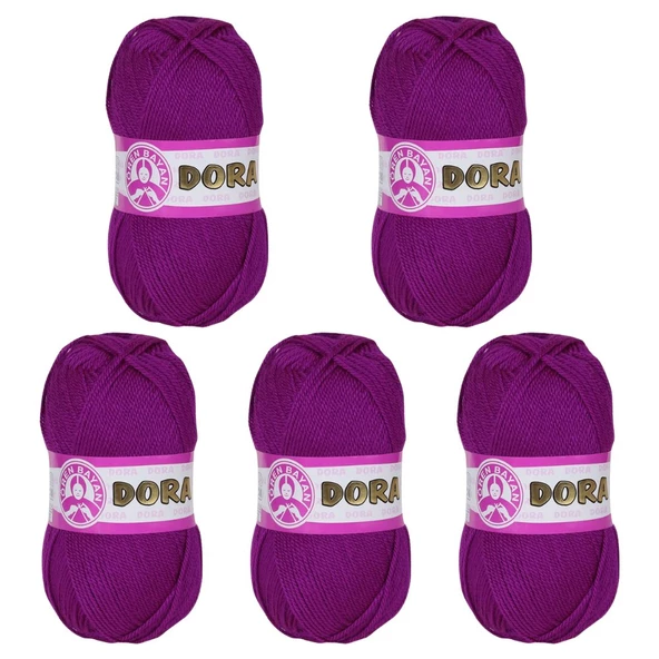 Ören Bayan Dora Örgü İpi - Parlak Mürdüm - 5'Li Paket - ( Renk Kodu : 047 ) ürün görseli 1
