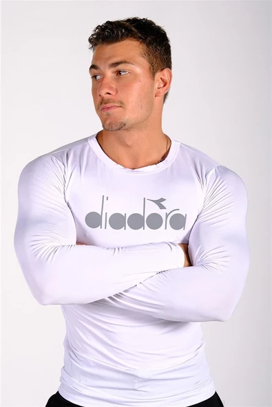 Diadora Soloben - Erkek Beyaz Uzun Kollu Spor T-shirt - TSRT-ZN ürün görseli 1