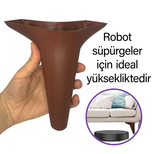 Zelve 6'Lı Set Mobilya Ünite Çekyat Koltuk Kanepe Ayarlı M8 Destek Ayağı 15 Cm Ceviz Renk Baza Ayak ürün görseli 1