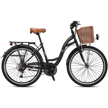 KRON  GERONİ SIRIO 28 JANT City Bike - 21 Vites - V.B. - Mat Siyah-Siyah/Kahverengi - Shimano ürün görseli 1