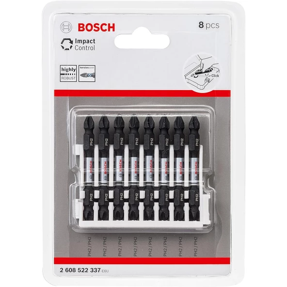 Bosch ImpactC Vidalama Çift Uç PH2*65mm 8'li - 2608522337 - Resim 2