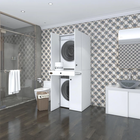 Kenzlife çamaşır-kurutma makinesi dolabı el kindi byz 187*070*60 çekmeceli kapaklı banyo ürün görseli 1