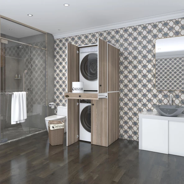 Kenzlife çamaşır-kurutma makinesi dolabı el kindi crd 187*070*60 çekmeceli kapaklı banyo ürün görseli 1