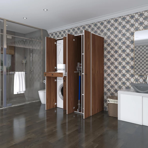 Kenzlife çamaşır-kurutma makinesi dolabı şahrur sağ cvz 187*120*60 çekmeceli banyo ürün görseli 1
